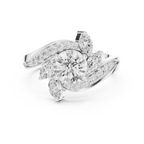 10K Yellow Gold Lab Grown Floral Round Diamond Bypass Ring