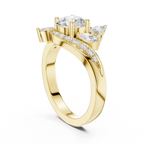 10K Yellow Gold Lab Grown Floral Round Diamond Bypass Ring