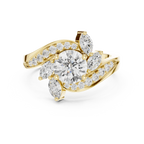 10K Yellow Gold Lab Grown Floral Round Diamond Bypass Ring