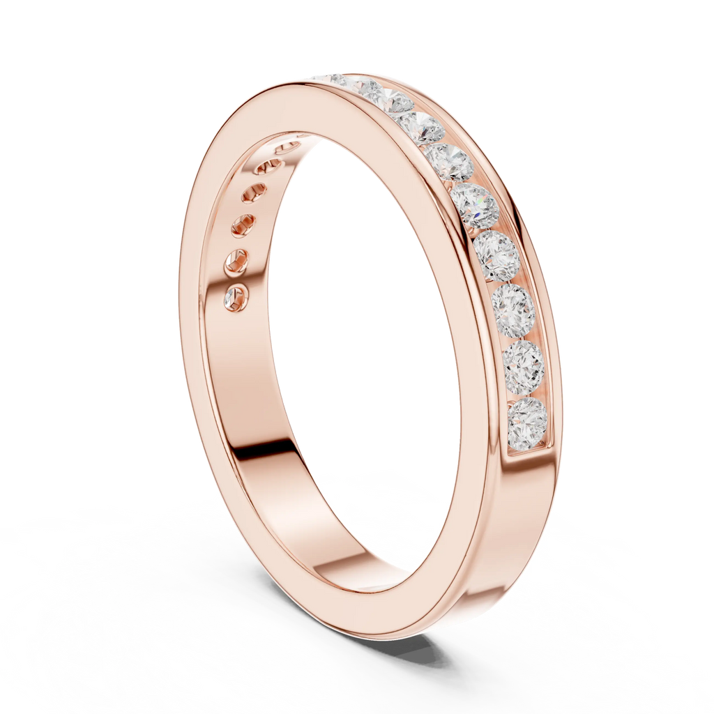 14K White Gold Lab Grown Channel-Set Round Diamond Wedding Band