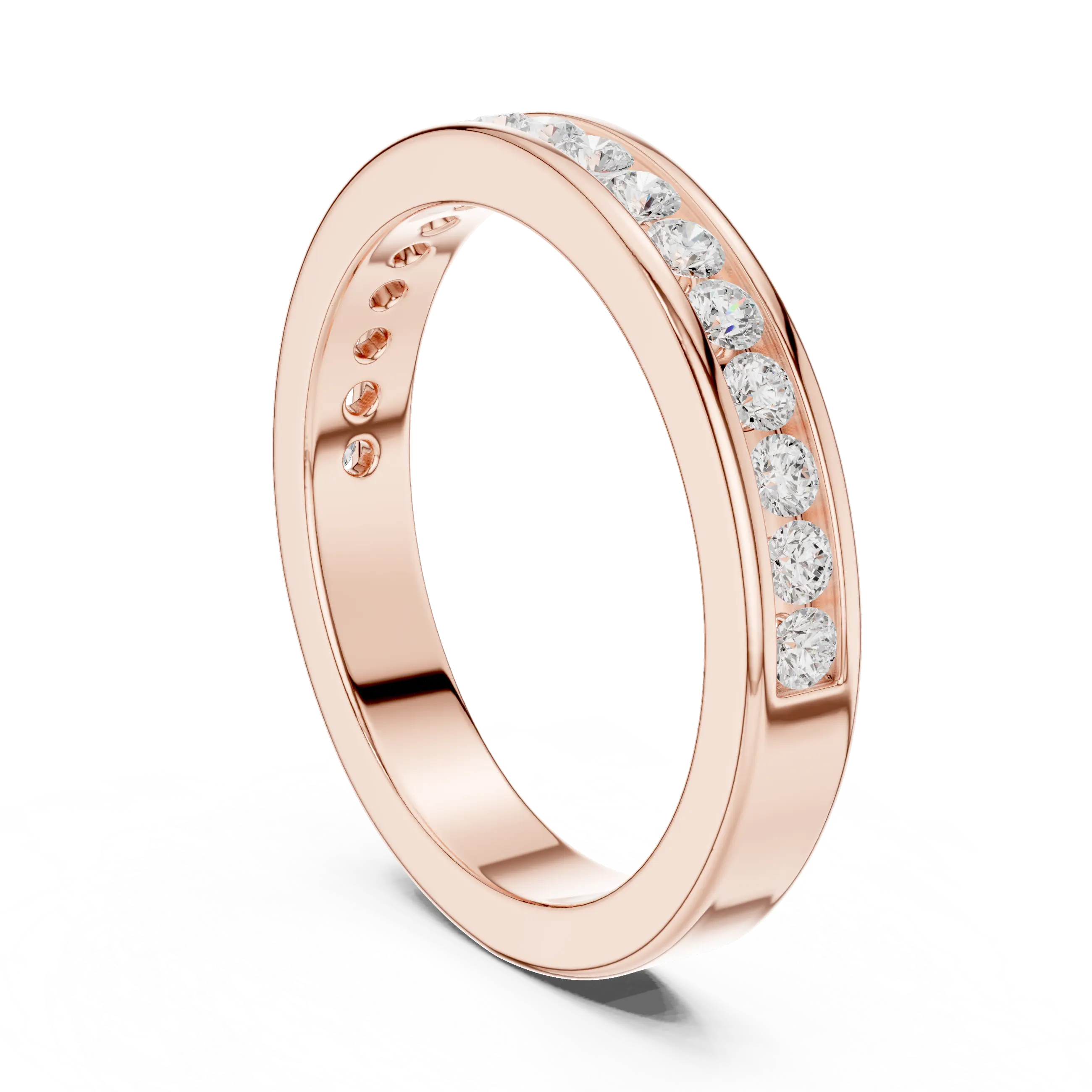 14K White Gold Lab Grown Channel-Set Round Diamond Wedding Band