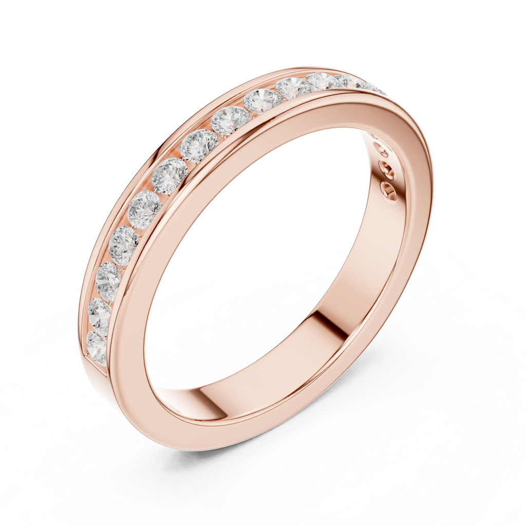 14K White Gold Lab Grown Channel-Set Round Diamond Wedding Band