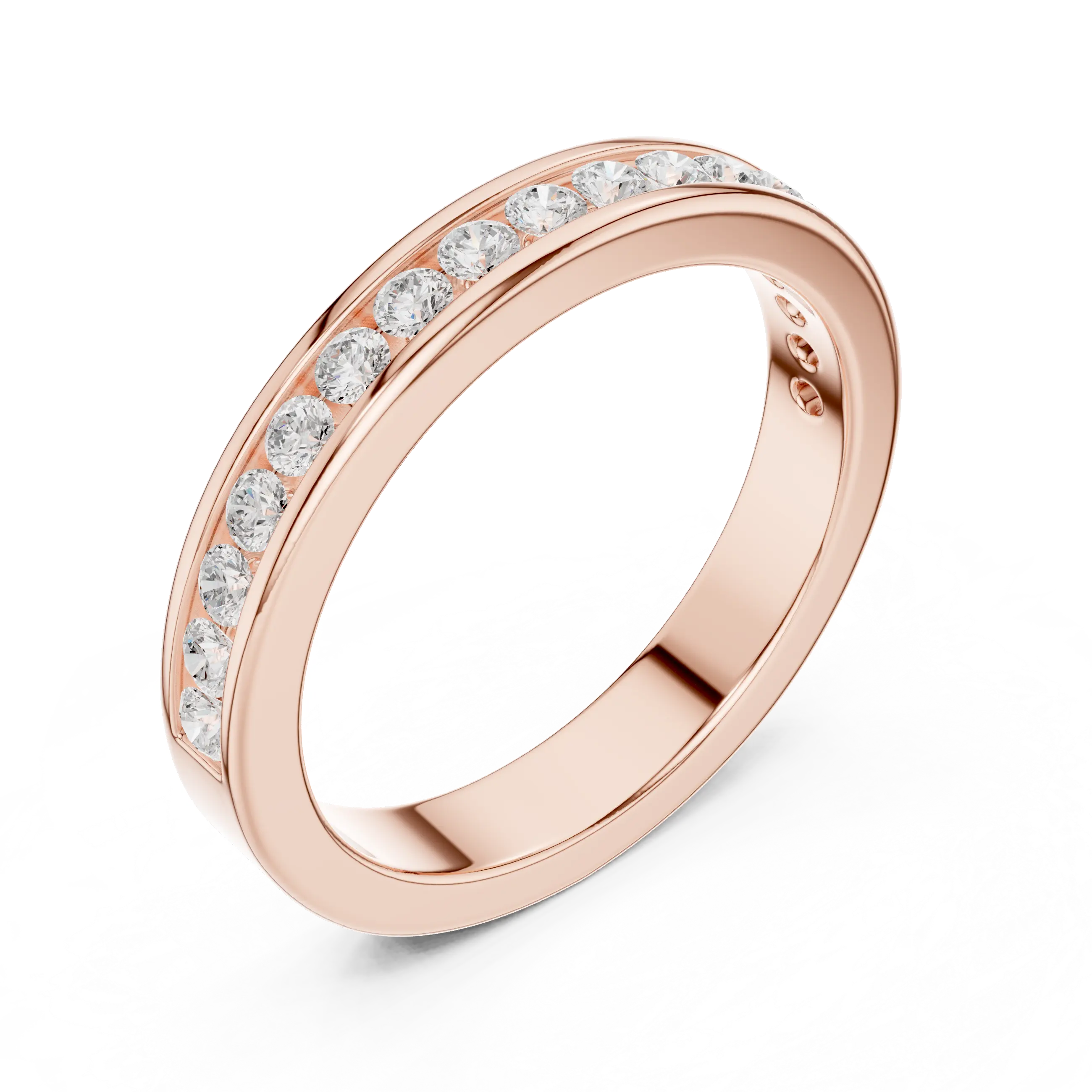 14K White Gold Lab Grown Channel-Set Round Diamond Wedding Band