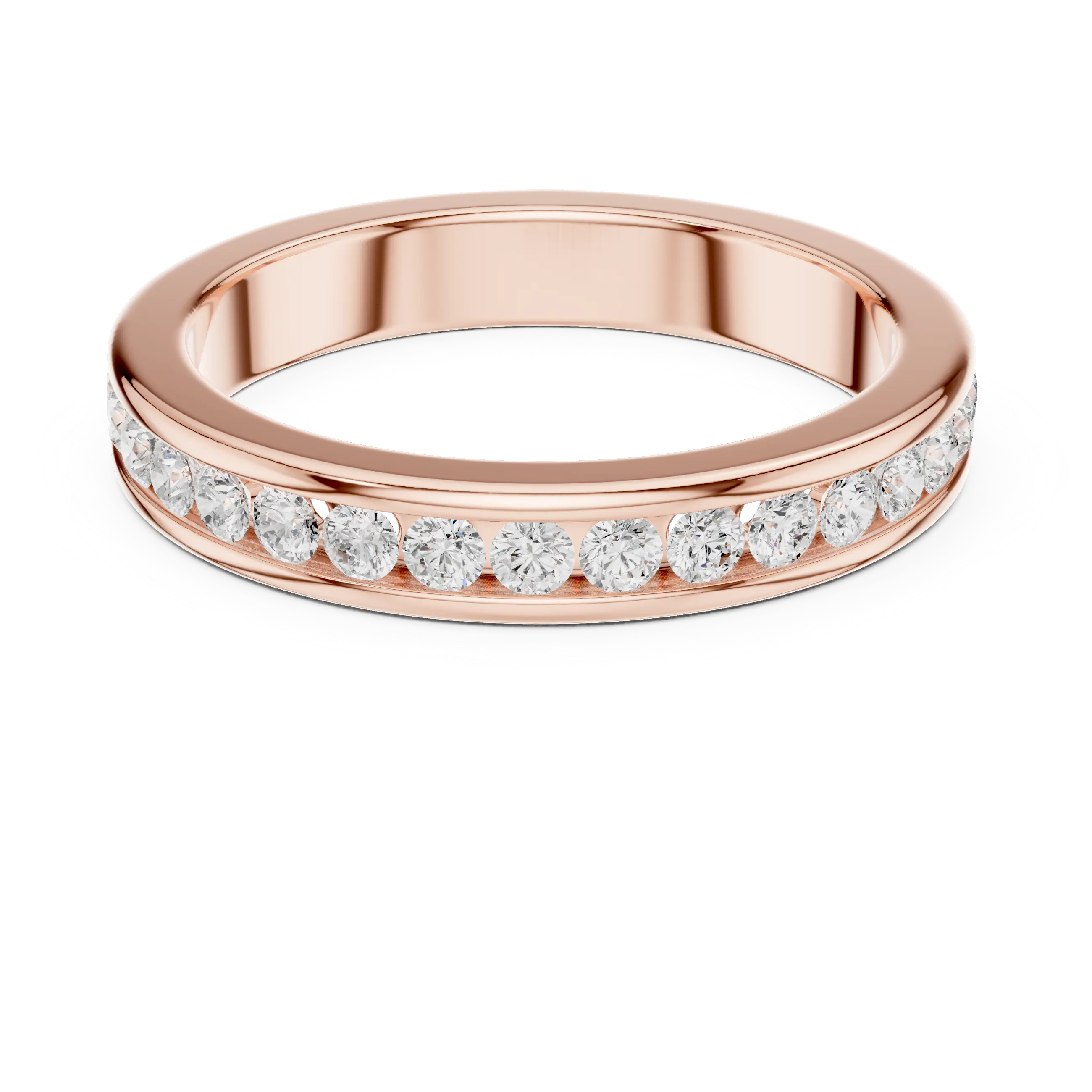14K White Gold Lab Grown Channel-Set Round Diamond Wedding Band