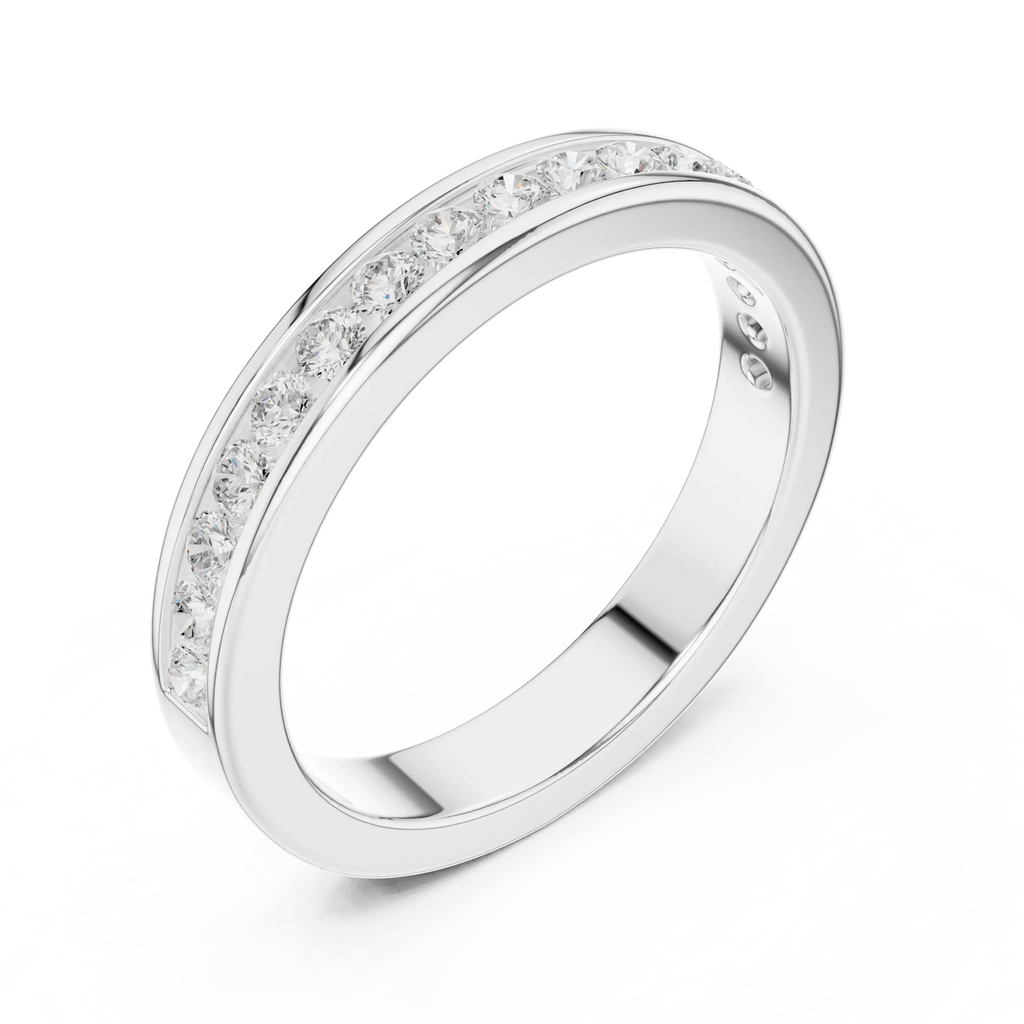 14K White Gold Lab Grown Channel-Set Round Diamond Wedding Band