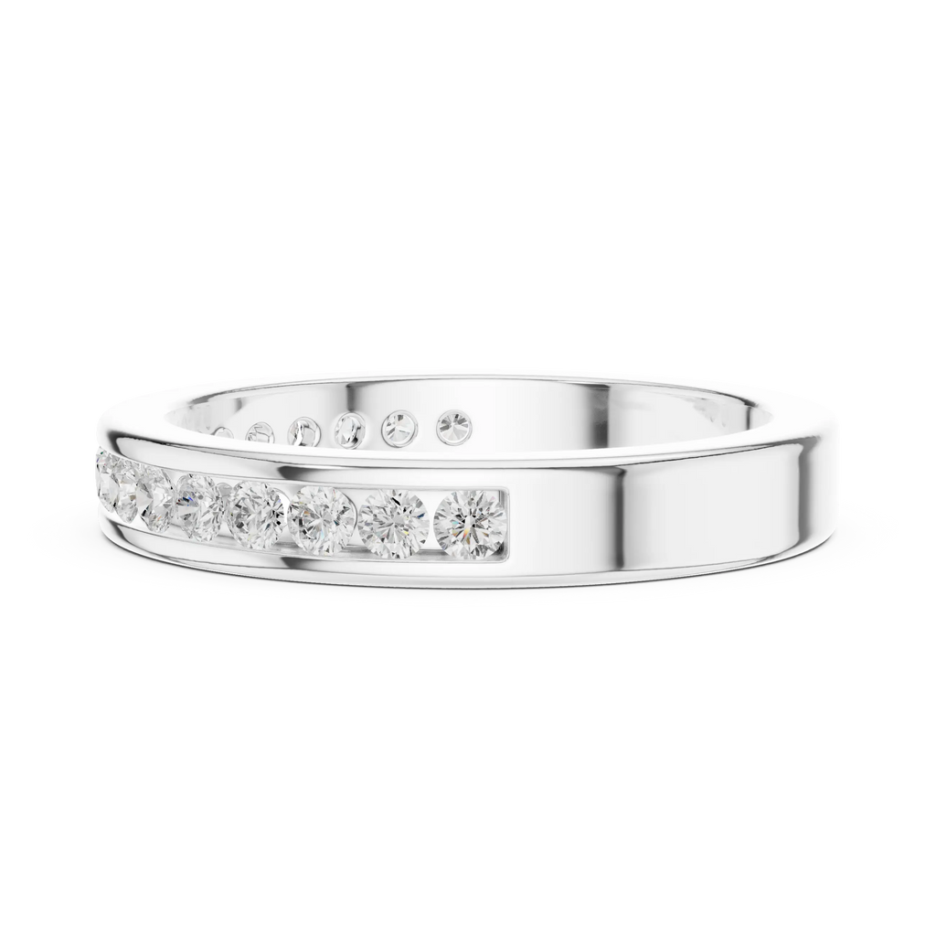 14K White Gold Lab Grown Channel-Set Round Diamond Wedding Band