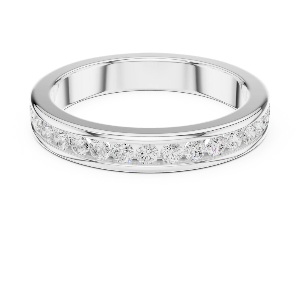 14K White Gold Lab Grown Channel-Set Round Diamond Wedding Band