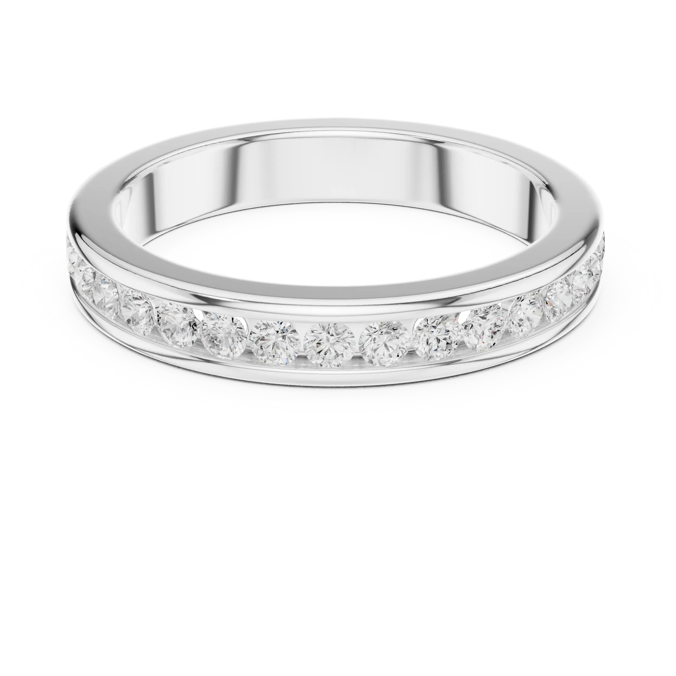 14K White Gold Lab Grown Channel-Set Round Diamond Wedding Band