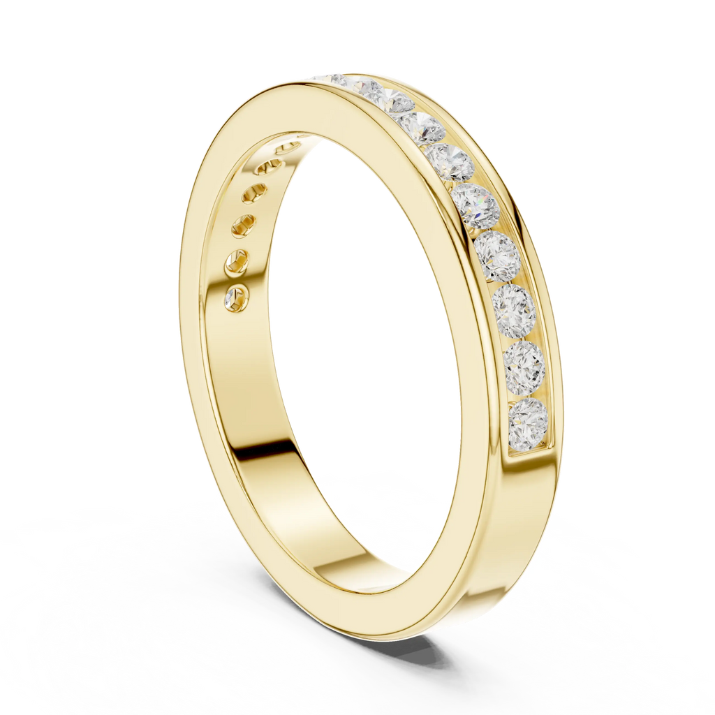 14K White Gold Lab Grown Channel-Set Round Diamond Wedding Band