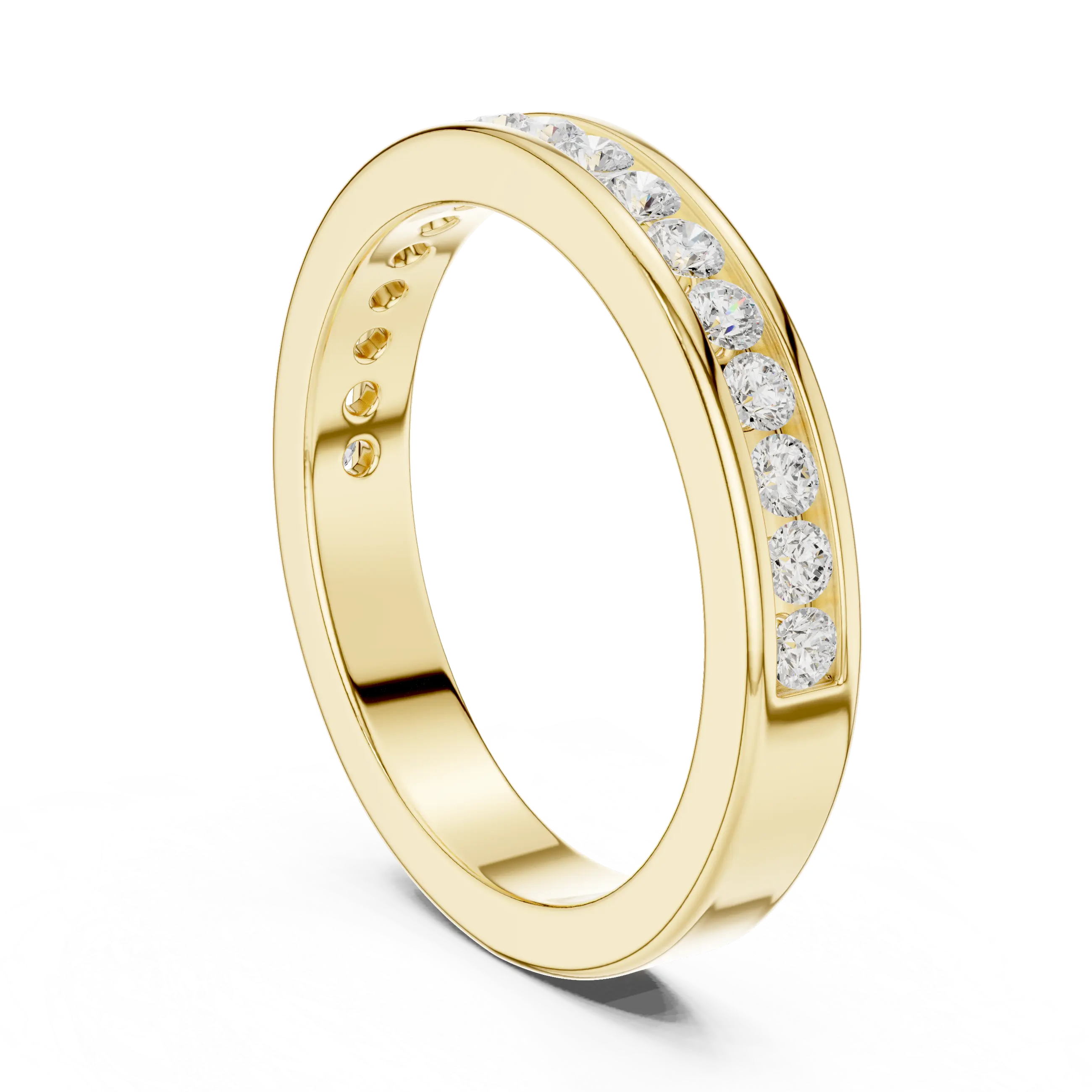 14K White Gold Lab Grown Channel-Set Round Diamond Wedding Band