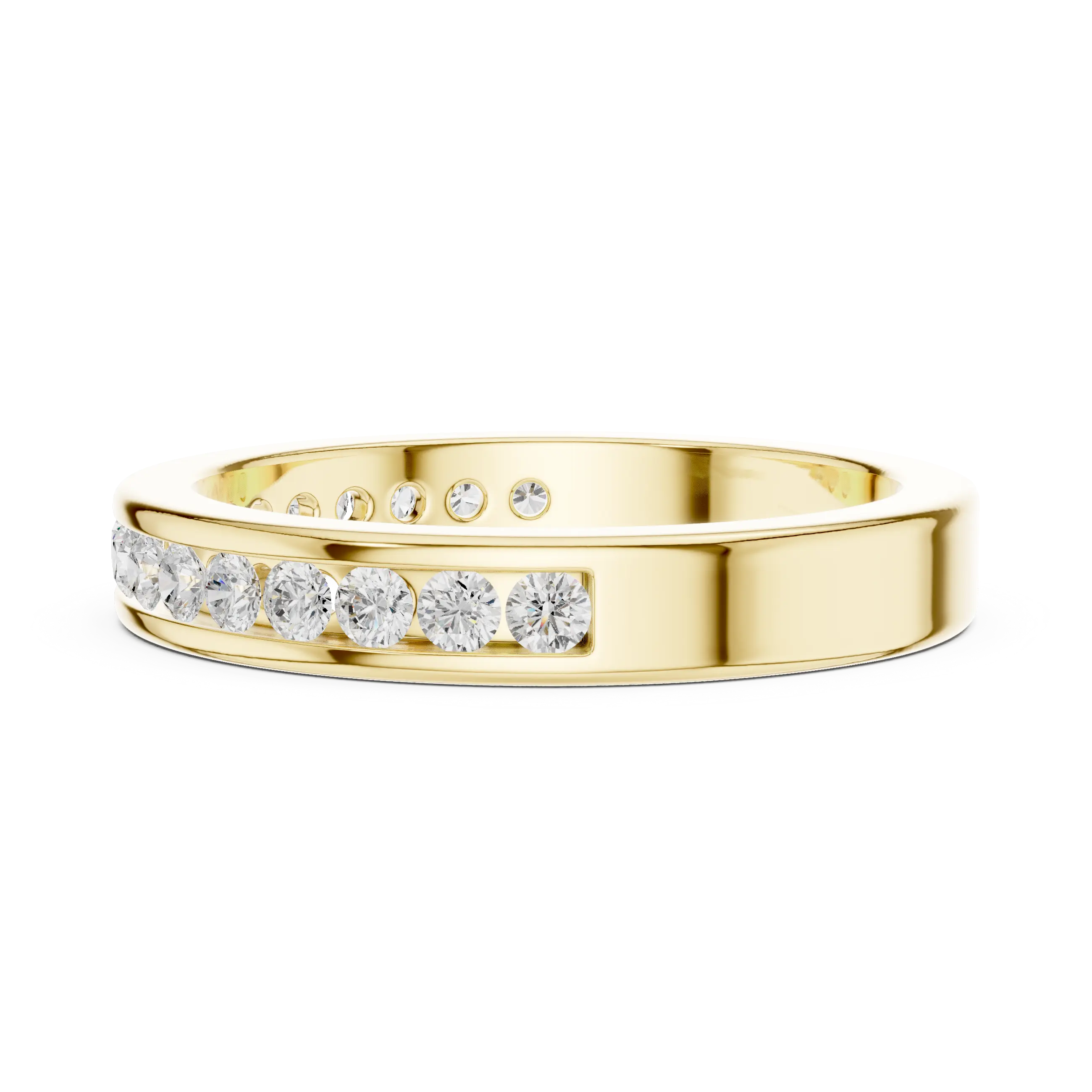 14K White Gold Lab Grown Channel-Set Round Diamond Wedding Band