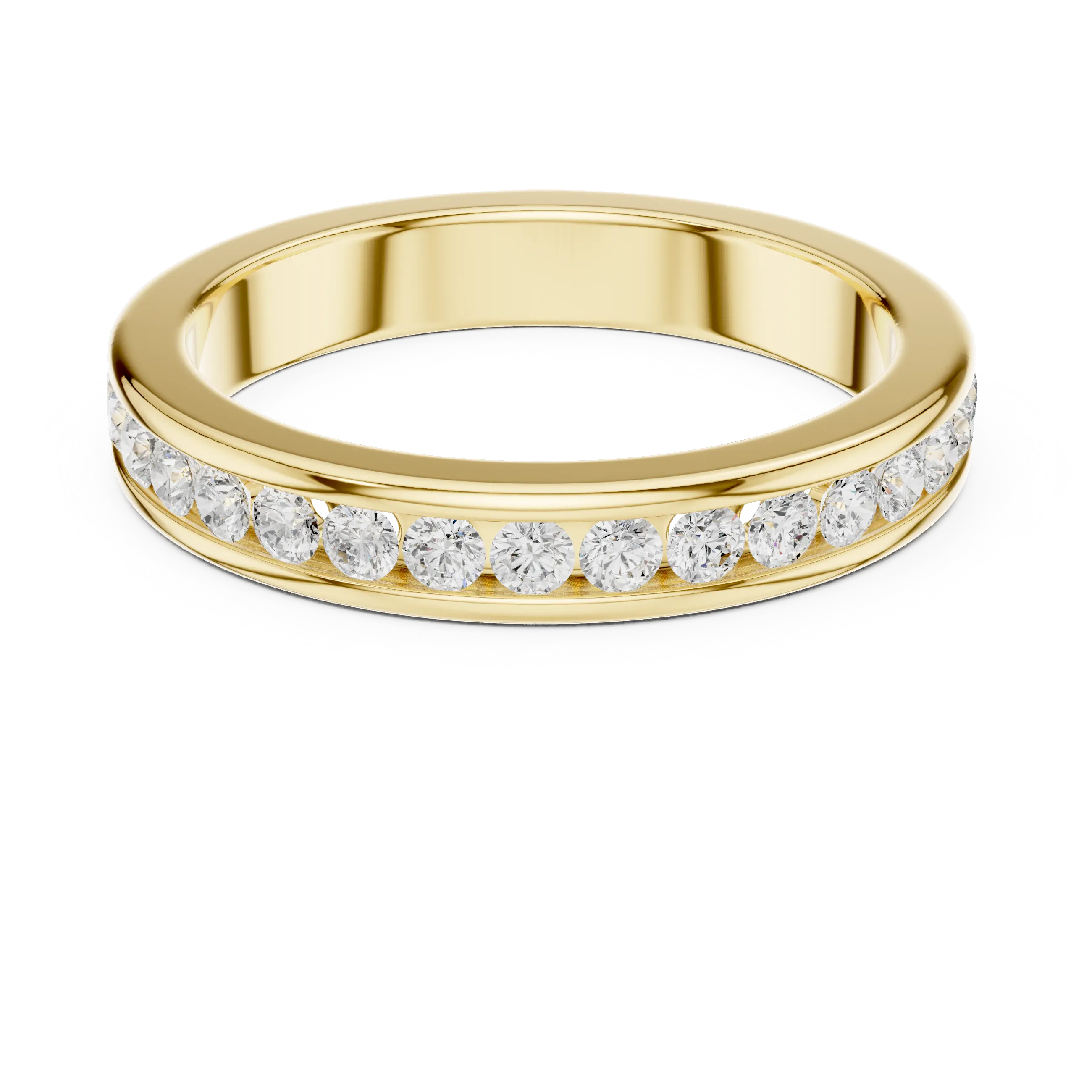 14K White Gold Lab Grown Channel-Set Round Diamond Wedding Band