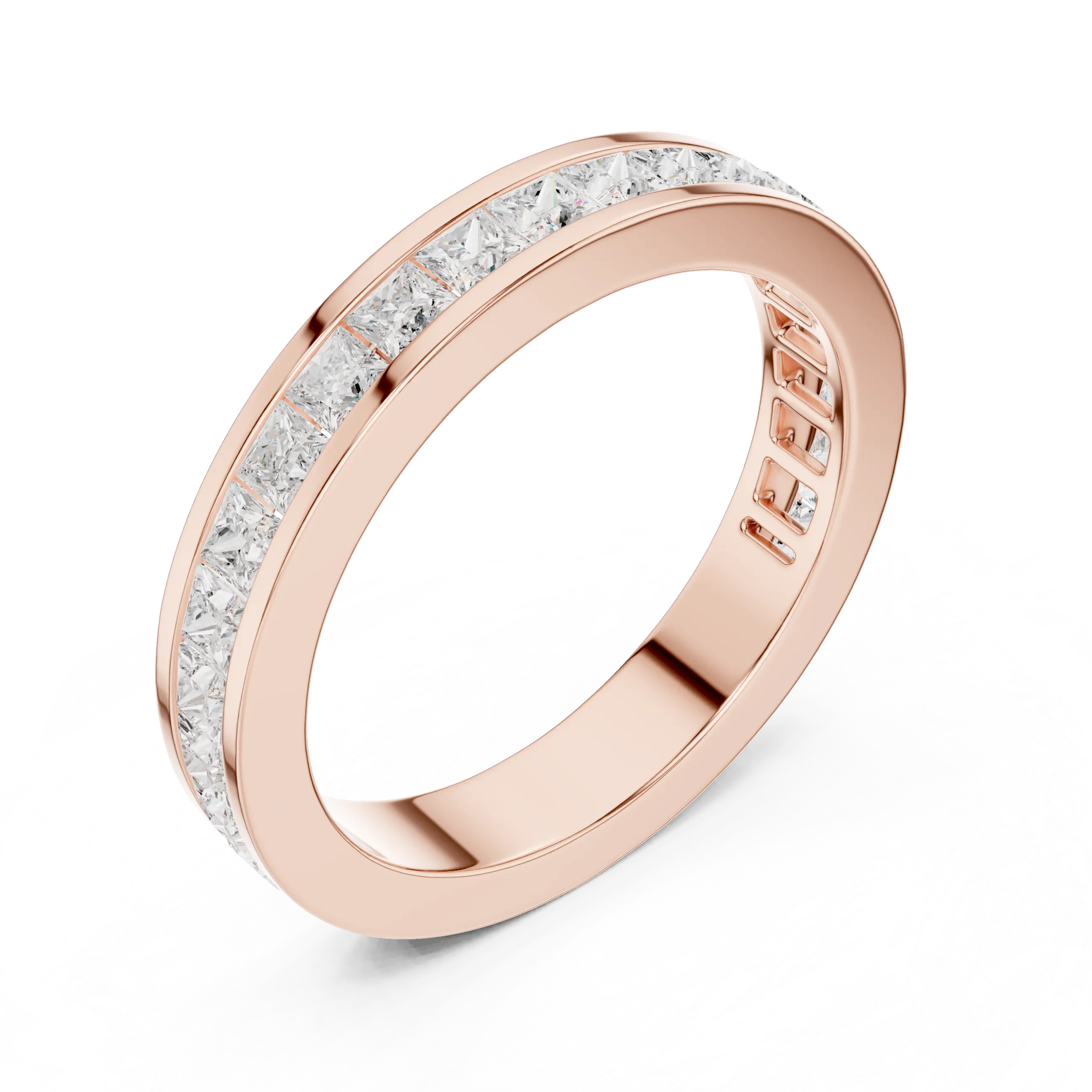 18K White Gold Princess-Cut Moissanite Diamond Channel Band