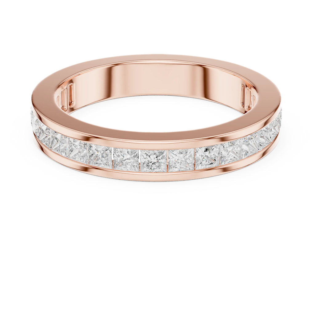 18K White Gold Princess-Cut Moissanite Diamond Channel Band