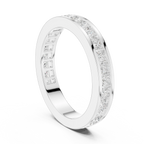18K White Gold Princess-Cut Moissanite Diamond Channel Band