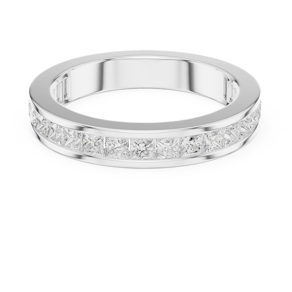 18K White Gold Princess-Cut Moissanite Diamond Channel Band