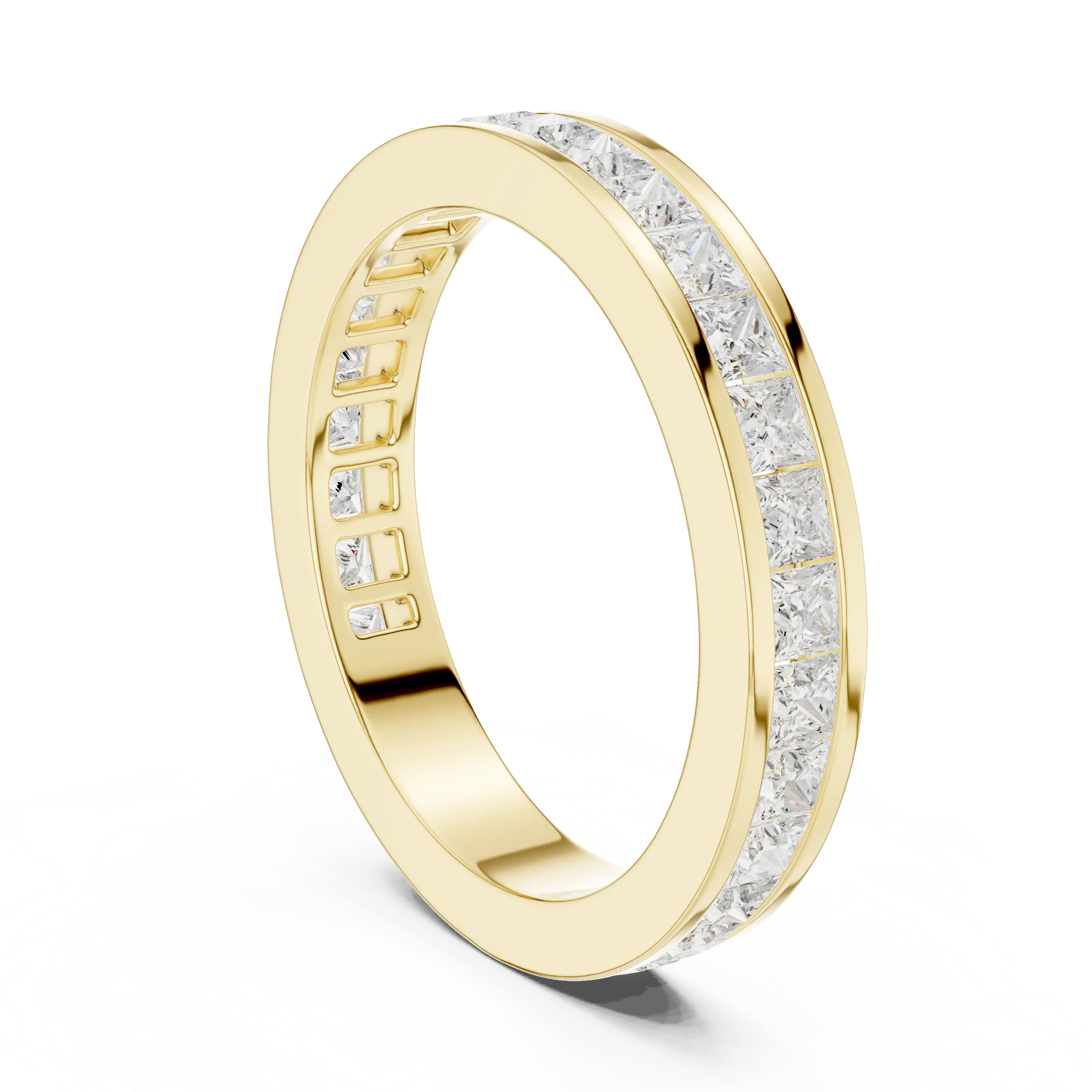 18K White Gold Princess-Cut Moissanite Diamond Channel Band