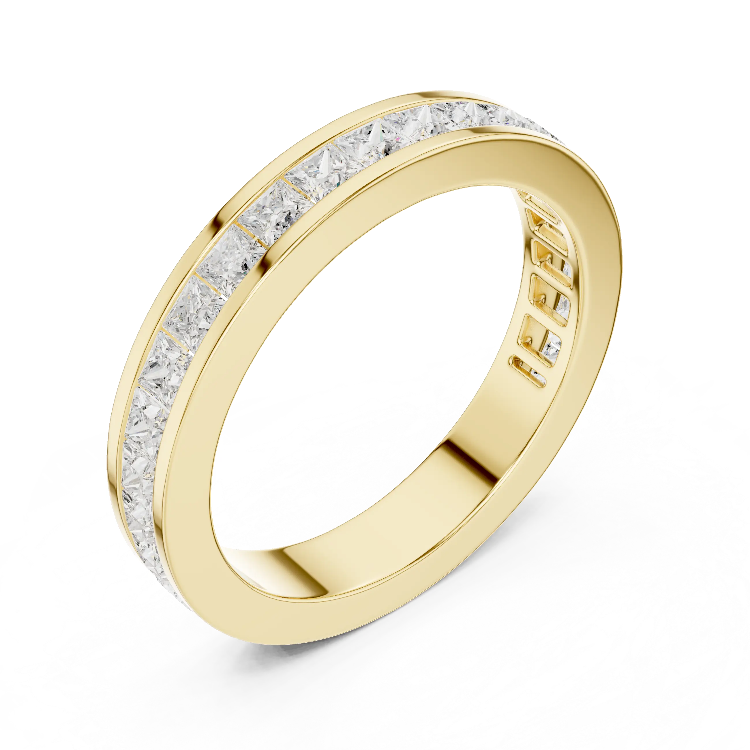 18K White Gold Princess-Cut Moissanite Diamond Channel Band