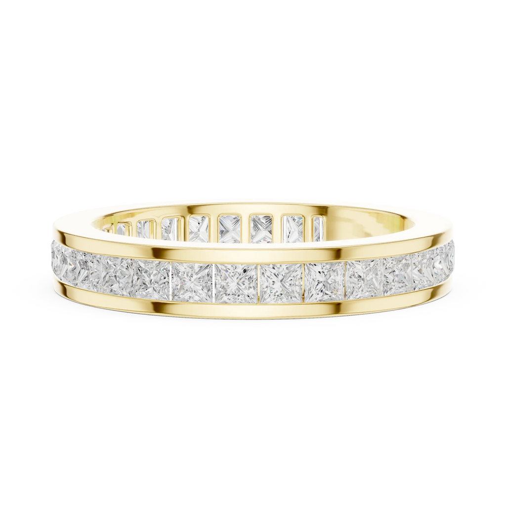 18K White Gold Princess-Cut Moissanite Diamond Channel Band