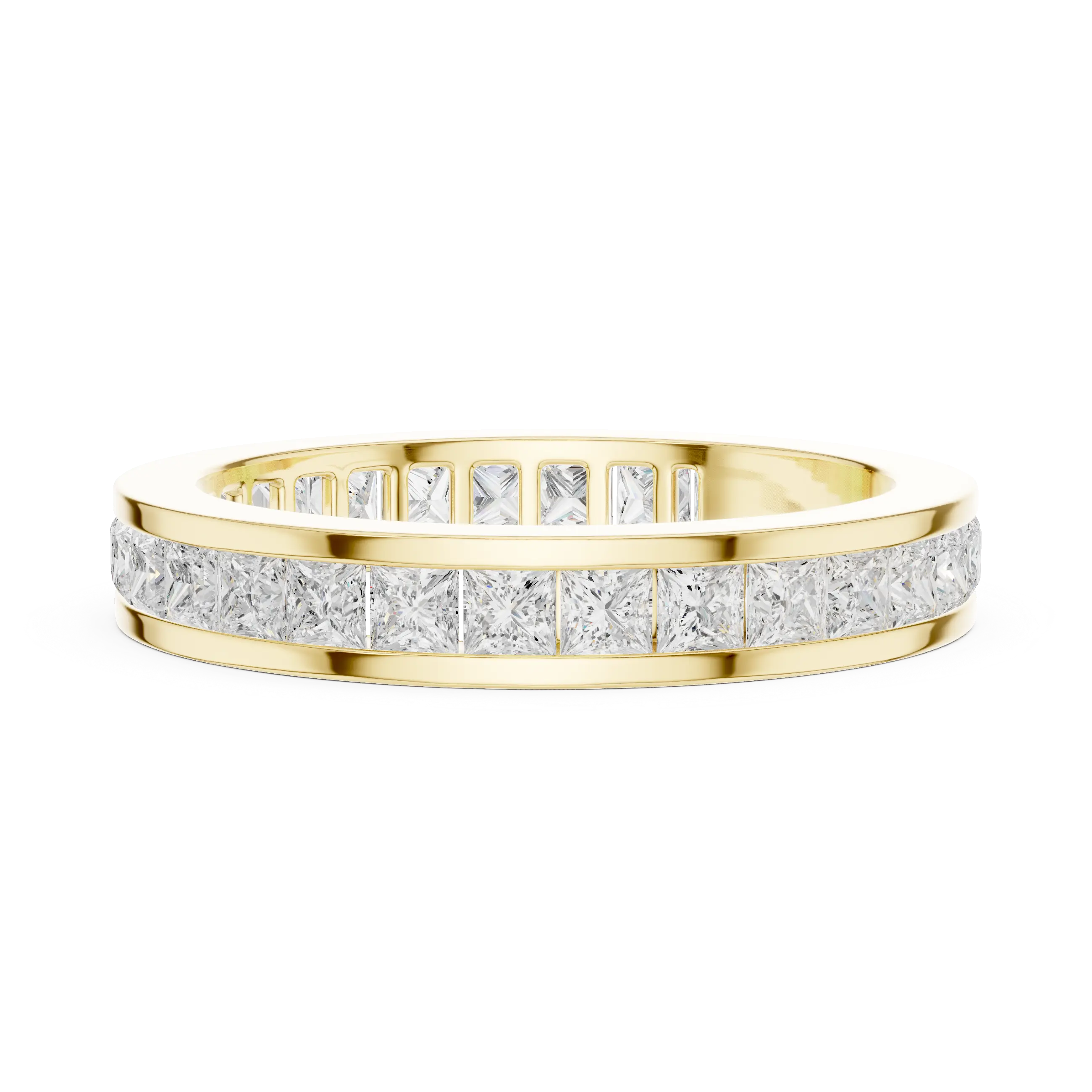 18K White Gold Princess-Cut Moissanite Diamond Channel Band
