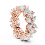 14K White Gold Marquise & Round Floral Eternity Band