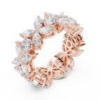14K White Gold Marquise & Round Floral Eternity Band