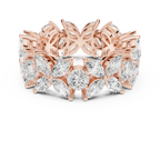14K White Gold Marquise & Round Floral Eternity Band