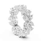 14K White Gold Marquise & Round Floral Eternity Band
