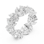 14K White Gold Marquise & Round Floral Eternity Band