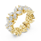 14K White Gold Marquise & Round Floral Eternity Band