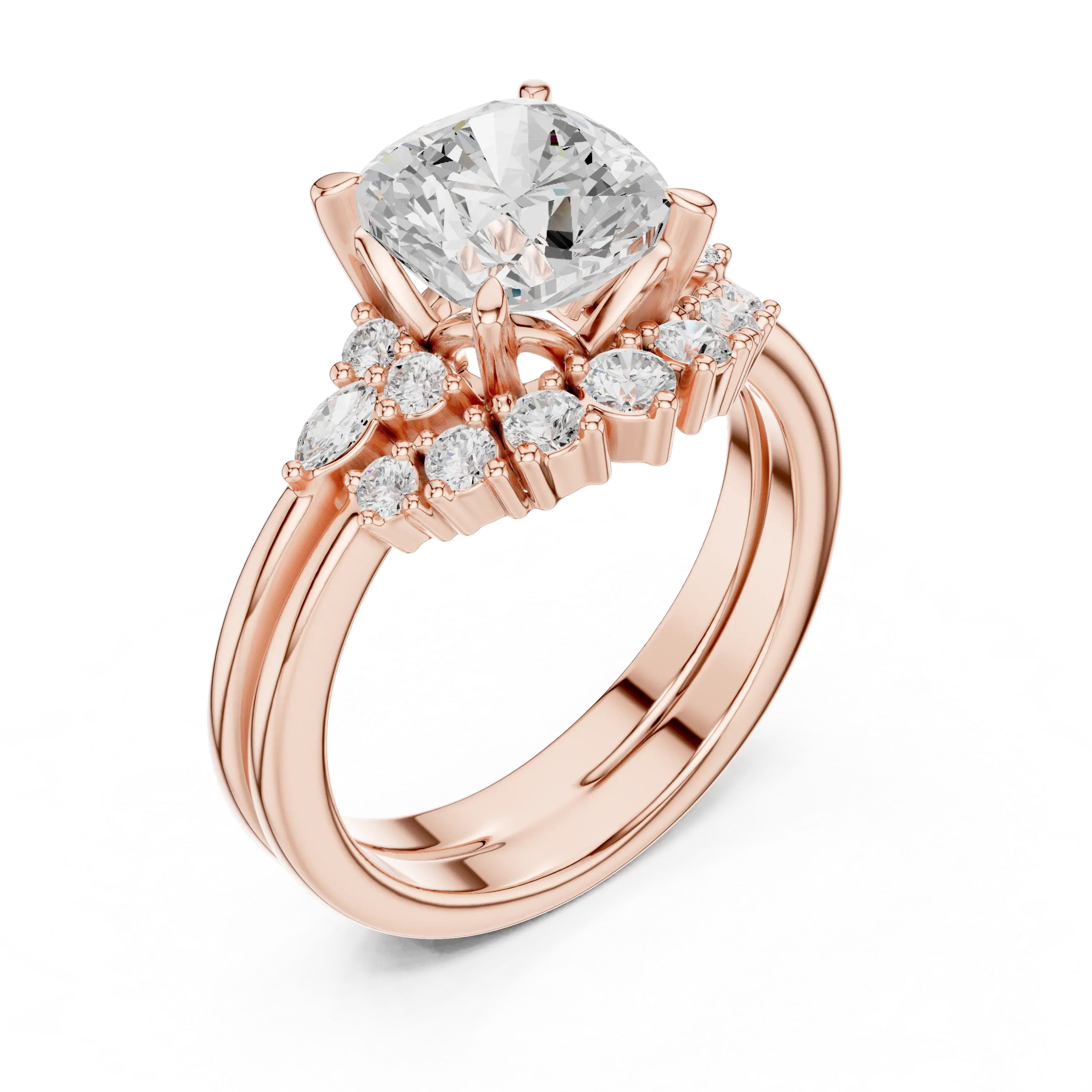 18K white gold cushion-cut Lab Grown diamond engagement ring