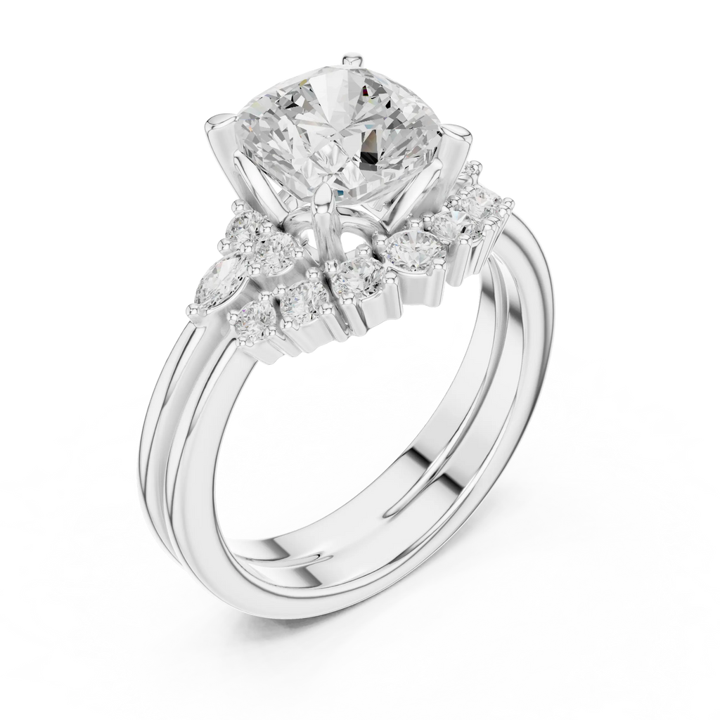 18K white gold cushion-cut Lab Grown diamond engagement ring