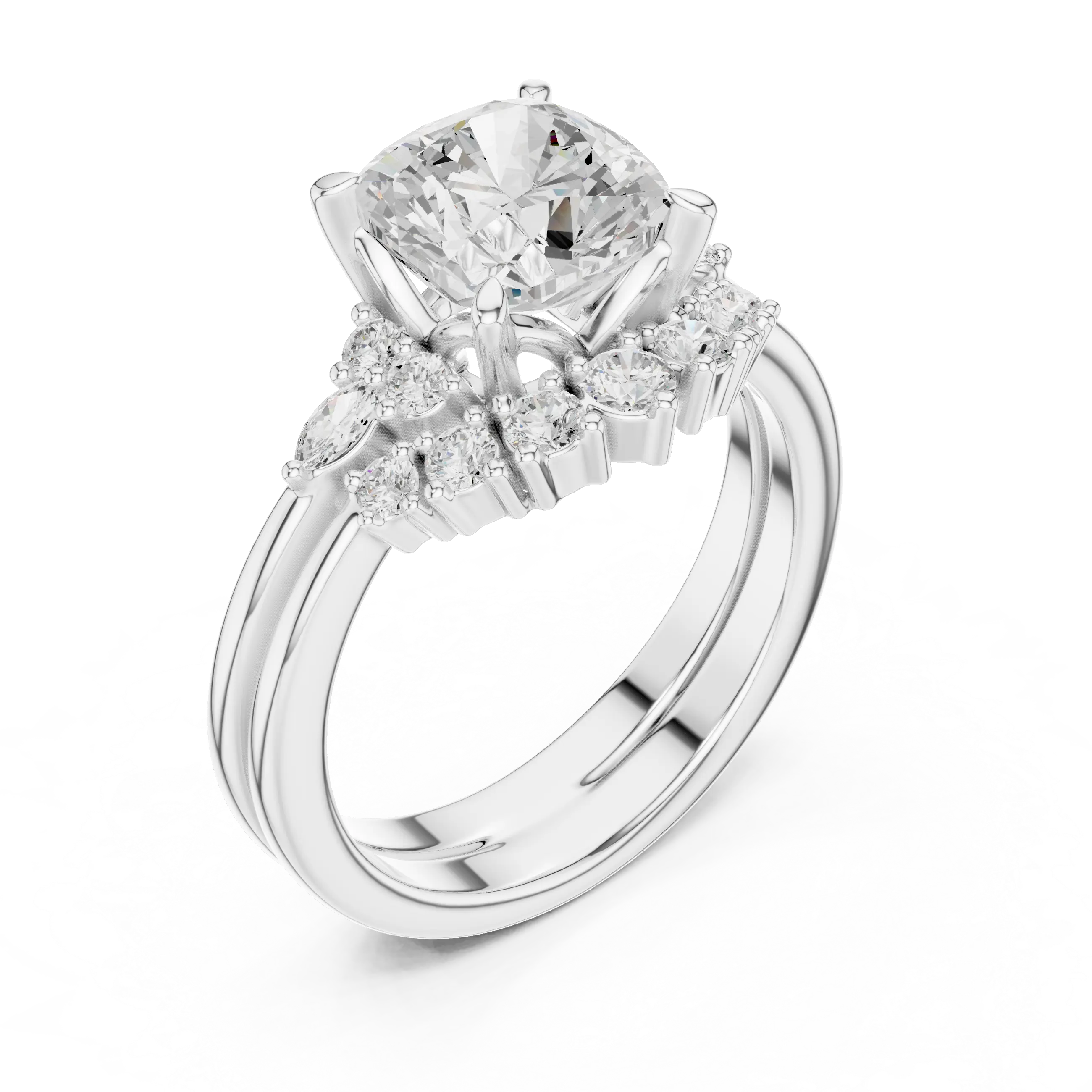 18K white gold cushion-cut Lab Grown diamond engagement ring