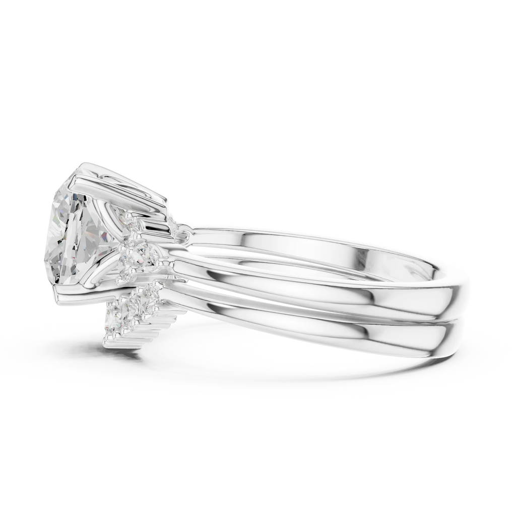 18K white gold cushion-cut Lab Grown diamond engagement ring