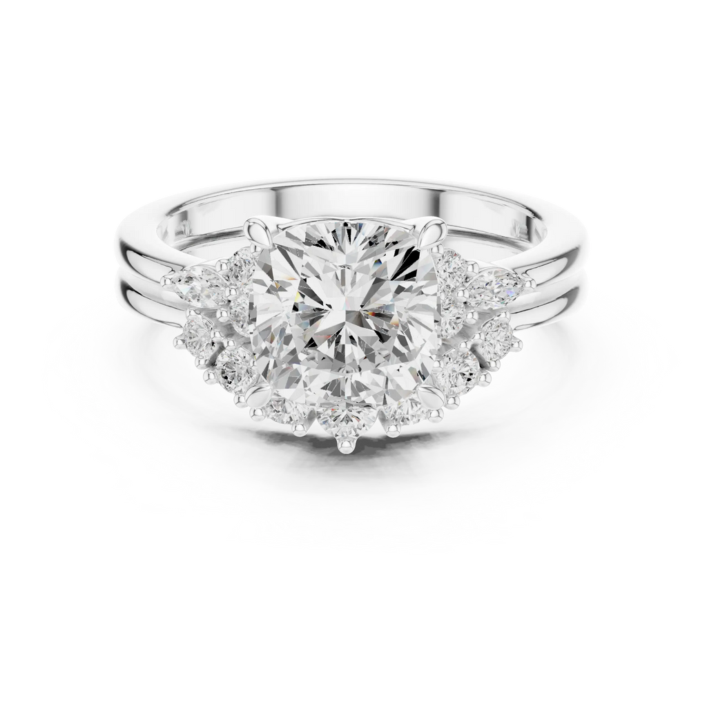 18K white gold cushion-cut Lab Grown diamond engagement ring