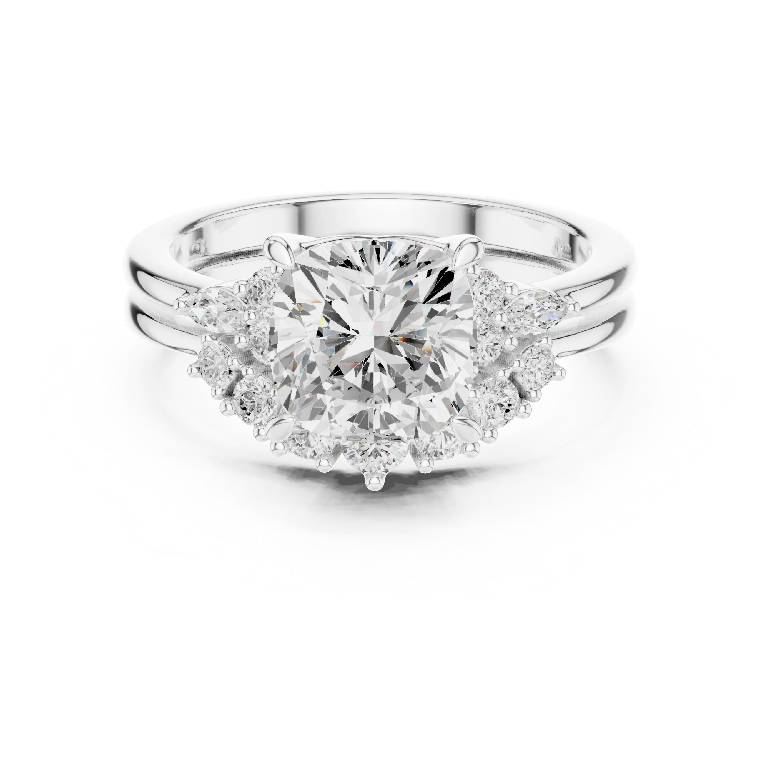 18K white gold cushion-cut Lab Grown diamond engagement ring