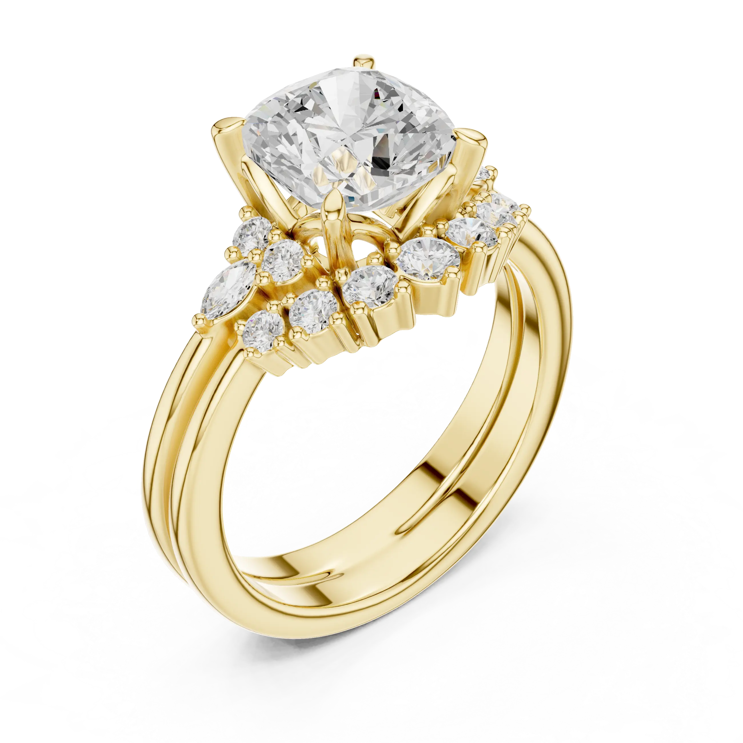 18K white gold cushion-cut Lab Grown diamond engagement ring