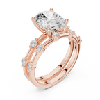 10K White Gold Oval Moissanite Diamond Double-Band Engagement Ring