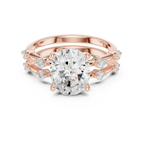 10K White Gold Oval Moissanite Diamond Double-Band Engagement Ring