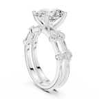 10K White Gold Oval Moissanite Diamond Double-Band Engagement Ring