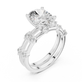 10K White Gold Oval Moissanite Diamond Double-Band Engagement Ring