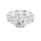 10K White Gold Oval Moissanite Diamond Double-Band Engagement Ring