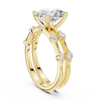 10K White Gold Oval Moissanite Diamond Double-Band Engagement Ring