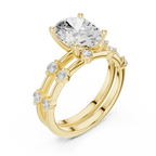 10K White Gold Oval Moissanite Diamond Double-Band Engagement Ring
