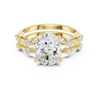 10K White Gold Oval Moissanite Diamond Double-Band Engagement Ring