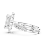 14K White Gold Emerald-Cut Diamond Scalloped Halo Ring