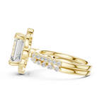 14K White Gold Emerald-Cut Diamond Scalloped Halo Ring