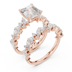 Modern 10K Yellow Gold Lab Grown Asscher Cut Two Piece Bridal Ring Set