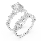 Modern 10K Yellow Gold Lab Grown Asscher Cut Two Piece Bridal Ring Set