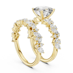 Modern 10K Yellow Gold Lab Grown Asscher Cut Two Piece Bridal Ring Set